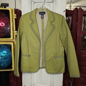 NWT Evan-Picone Honeydew Green Cotton Quilted Open Front Jacket Size 10